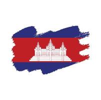 Cambodia flag vector with watercolor brush style