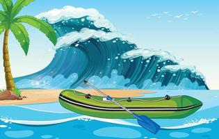 Inflatable boat at the beach vector