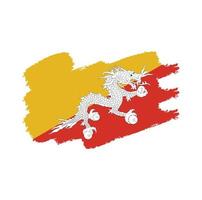 Bhutan flag vector with watercolor brush style