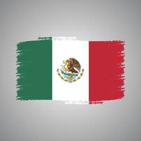 Mexico flag vector with watercolor brush style