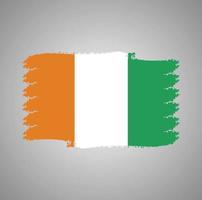 Cote Dlvoire flag vector with watercolor brush style