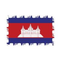 Cambodia flag vector with watercolor brush style