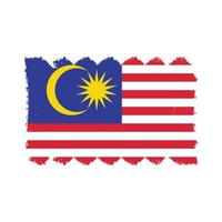 Malaysia flag vector with watercolor brush style