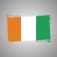 Cote Dlvoire flag vector with watercolor brush style