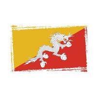 Bhutan flag vector with watercolor brush style