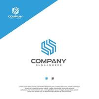 Hexagon Letter S Logo Design Outline Linear style industrial. Cube box Initial S Logo Design Template Abstract. vector