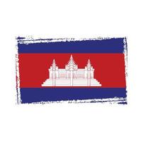 Cambodia flag vector with watercolor brush style