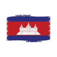 Cambodia flag vector with watercolor brush style