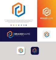 Modern abstract cube Logo Design Vector Element. logotype Hexagon logo gradient color icon template