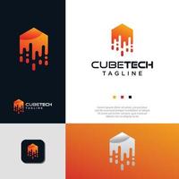Cube Tech Logo Technology Digital Design Template. Hexagon Tech Logo Design Stock Vector. Box Tech logo Design Icon. fast box logo Design Illustration vector