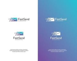 Fast Mail Logo Template Sending Sign. Fast Message Service Logo Design Vector Stock. Fast Post Logo Design Template. Mail Delivery Logo courier service delivery of letters. Flying envelope speed