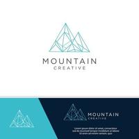 simple modern Mountain Logo outdoor climbing adventure nature line outline Icon Design Vector Stock