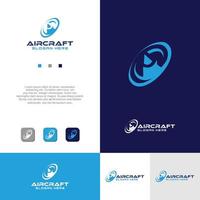modern Aircraft Logo industrial design Vector Stock. Aviation and Airline logo transportation technology