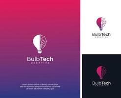 bulb tech logo icon Design Colorful. Light bulb lamp idea creative innovation energy logo design digital technology vector