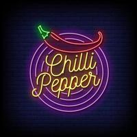 Chilli Pepper Neon Signs Style Text Vector