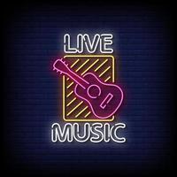 Live Music Neon Signs Style Text Vector