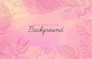 Foliages Watercolor Pink Background vector