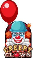 Scary clown with creepy clown logo vector