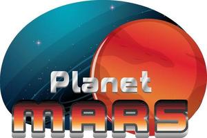 Planet Mars word logo design vector