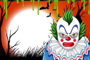 Empty halloween banner with creepy clown vector
