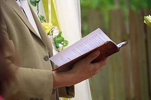 Open book at wedding photo