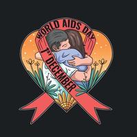 Apoyar el concepto de movimiento del día mundial del sida. vector
