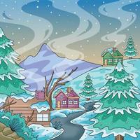 Vilage Scenery When Winter Comes vector