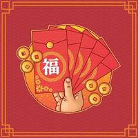 concepto de bolsillo rojo del año nuevo chino vector