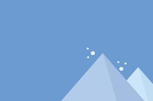 simple vector illustration, winter snowy landscape blue background. and an illustrated image of a mountain peak. With a copy space area suitable for chirsmast and new year themed content, etc.