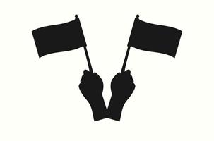 silhouette of person waving flag vector