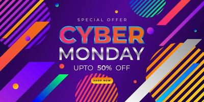 Colorful cyber monday sale banner template design for advertising poster or business promotion vector