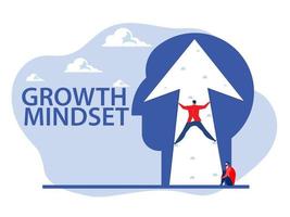 Businessman climbing on arrow growth mindset concept vector illustrator