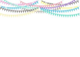 Part decorating concept with colorful  pennants hanging above. Vector illustration with copy space for your text. Greeting or Party invitation with carnival flag garlands.