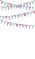 Part decorating concept with colorful  pennants hanging above. Vector illustration with copy space for your text. Greeting or Party invitation with carnival flag garlands.