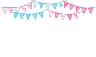 Part decorating concept with colorful  pennants hanging above. Vector illustration with copy space for your text. Greeting or Party invitation with carnival flag garlands.