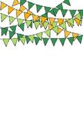 Part decorating concept with colorful  pennants hanging above. Vector illustration with copy space for your text. Greeting or Party invitation with carnival flag garlands.