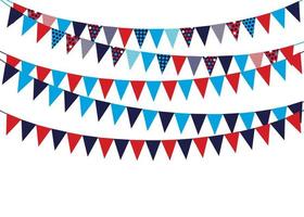 Part decorating concept with colorful  pennants hanging above. Vector illustration with copy space for your text. Greeting or Party invitation with carnival flag garlands.