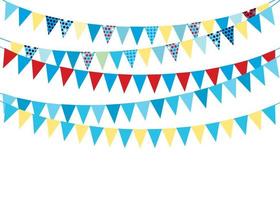 Part decorating concept with colorful  pennants hanging above. Vector illustration with copy space for your text. Greeting or Party invitation with carnival flag garlands.