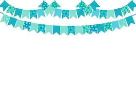 Part decorating concept with colorful  pennants hanging above. Vector illustration with copy space for your text. Greeting or Party invitation with carnival flag garlands.