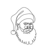 santa claus kris kringle papá noel visto desde el lado dibujo de línea continua vector