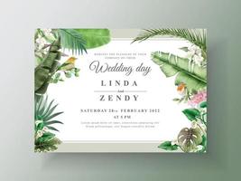 Tropical floral wedding invitation templates vector