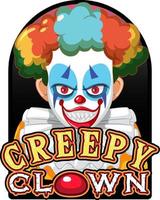 Scary clown with creepy clown logo vector