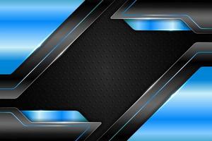 Modern Background Technology Realistic Diagonal 3D Metallic Glossy Light Blue and Black vector
