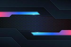 Modern Background Futuristic Colorful Overlapped Layer Glow Neon with Dark Hexagon Effect vector