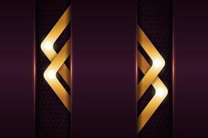 Luxury Background Realistic Overlapped Arrow Glossy Metallic Maroon with Shiny Gold Effect vector