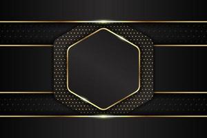 Luxury Background Modern Realistic Overlapped Hexagonal Dark with Shiny Golden Effect vector