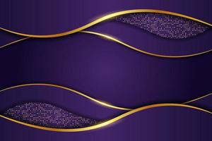 Luxury Background Purple Dynamic Overlapped Layer with Elegant Glow Golden Effect and Glitter vector