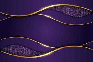 Luxury Background Purple Dynamic Overlapped Layer with Elegant Glow Golden Effect and Glitter vector