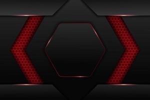 Modern Technology Background Metallic 3D Hexagon Futuristic Gaming Glow Red vector