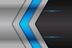 Modern Background Arrow Futuristic Technology Blue with Glossy Silver Metallic vector